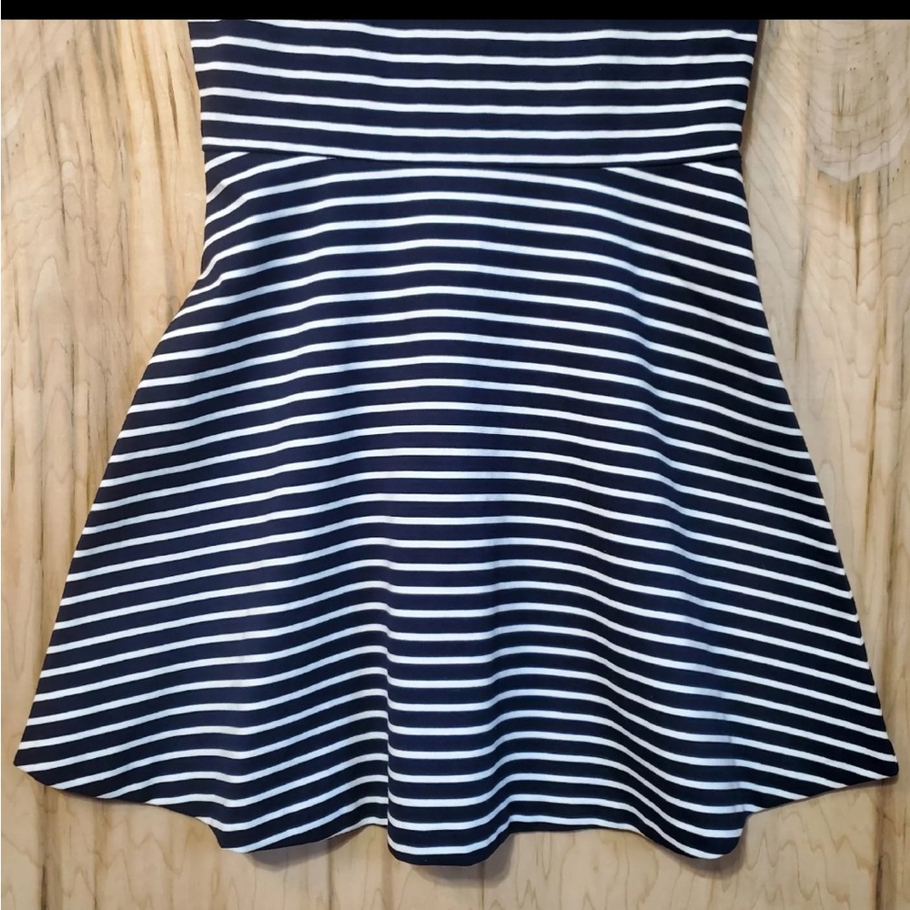 Talbots Navy Blue and White Stripe Sleeveless Dress Size Medium - Picture 5 of 8